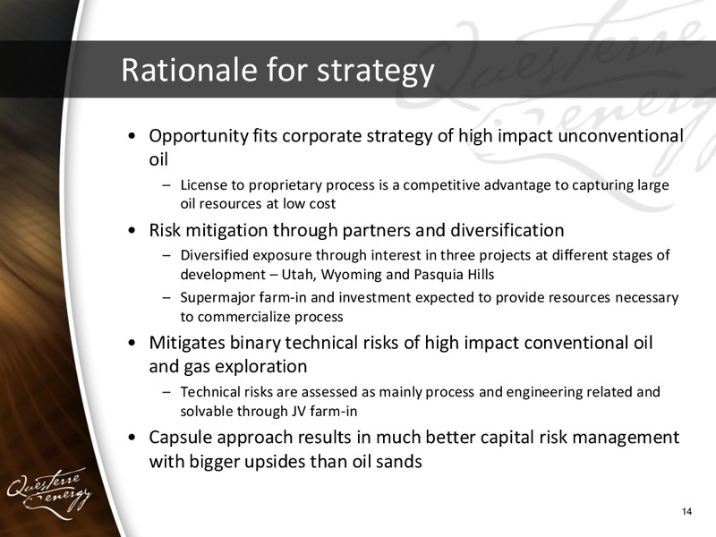 CORPORATE PRESENTATION – Questerre Energy Corp. – slide 14
