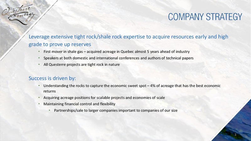 MARCH 2015 CORPORATE PRESENATION – Questerre Energy Corp. – slide 3