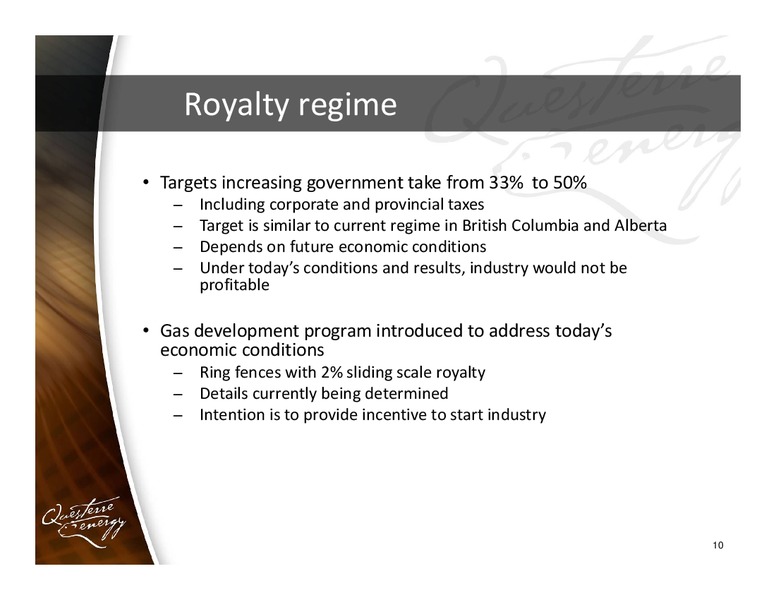CORPORATE PRESENTATION – Questerre Energy Corp. – slide 10