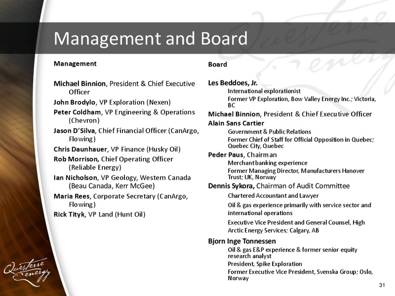 ANNUAL AND SPECIAL MEETING OF SHAREHOLDERS – Questerre Energy Corp. – slide 31