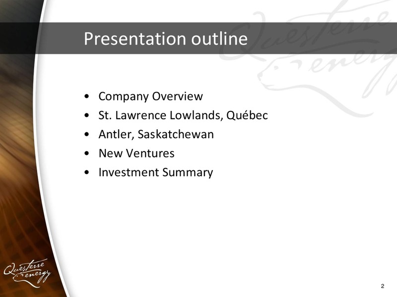 CAPP OIL AND GAS INVESTMENT SYMPOSIUM – Questerre Energy Corp. – slide 2