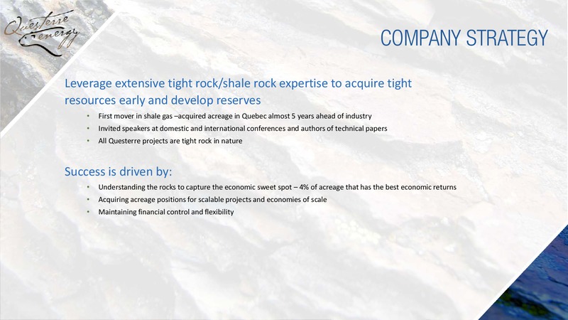 CORPORATE PRESENTATION – Questerre Energy Corp. – slide 3