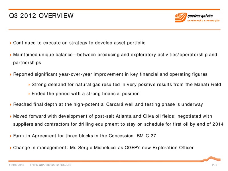 Q3 2012 – QGEP Participacoes SA – slide 3