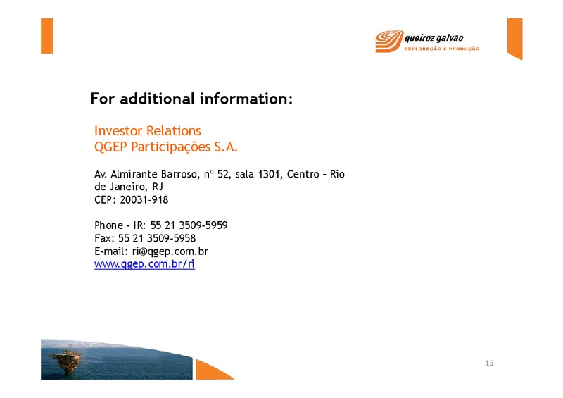 Q3 2011 – QGEP Participacoes SA – slide 15