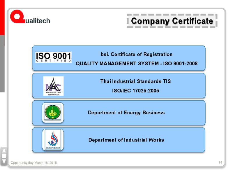 MARCH 2015  OPPORTUNITY DAY – Qualitech Public Company Limited – slide 14