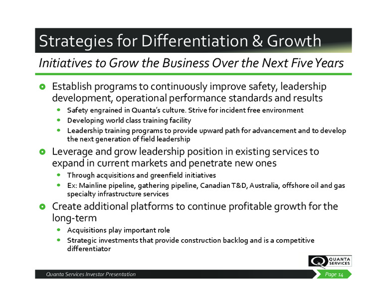Investor Presentation – Quanta Services, Inc – slide 13