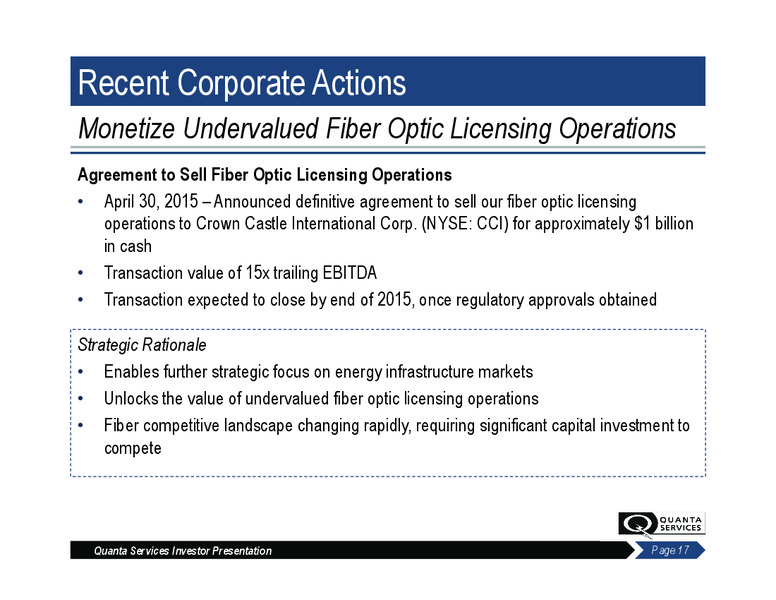 June 2015 Investor Presentation – Quanta Services, Inc – slide 16