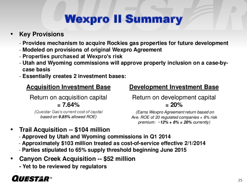 JUNE 2015 INVESTOR PRESENTATION – Questar Corp – slide 25