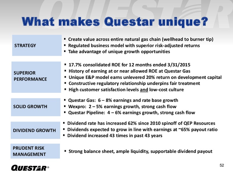 JUNE 2015 INVESTOR PRESENTATION – Questar Corp – slide 52