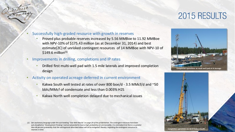September 2015 Corporate Presentation – Questerre Energy Corp. – slide 11