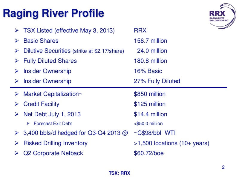 PETERS AND COMPANY LIMITED ENERGY CONFERENCE – Raging River Exploration Inc. – slide 2