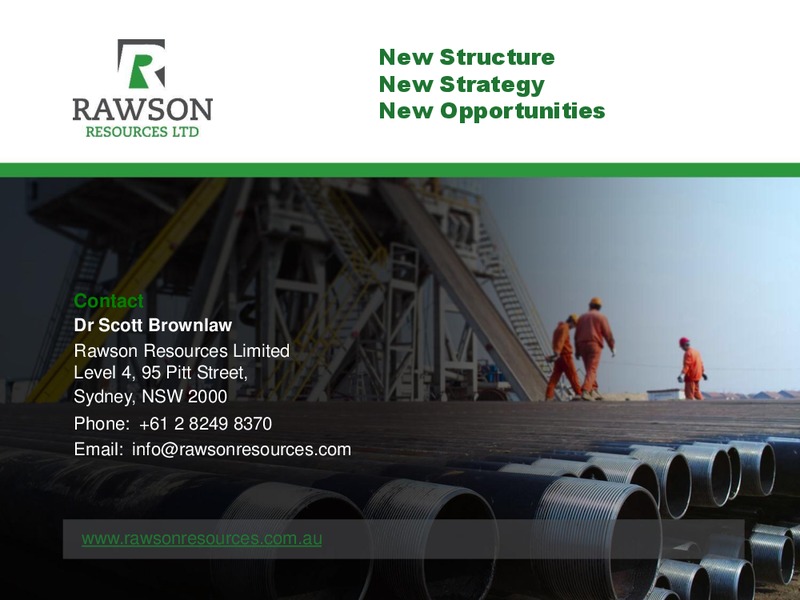 Investor Presentation – Rawson Resources Ltd. – slide 34