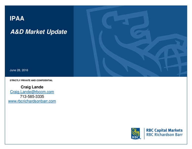 A&D Market Update Presentation – RBC Capital Markets – slide 1