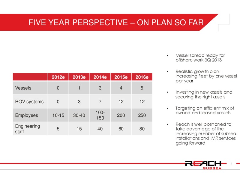 Q3 2013 EARNINGS CALL – Reach Subsea – slide 5