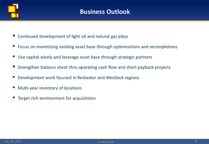 INVESTOR UPDATE – Red Water Energy Corporation – slide 8
