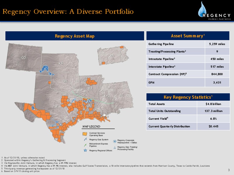 REGENCY ENERGY PARTNERS MORGAN STANLEY CORPORATE ACCESS DAY – Regency Energy Partners Lp – slide 3