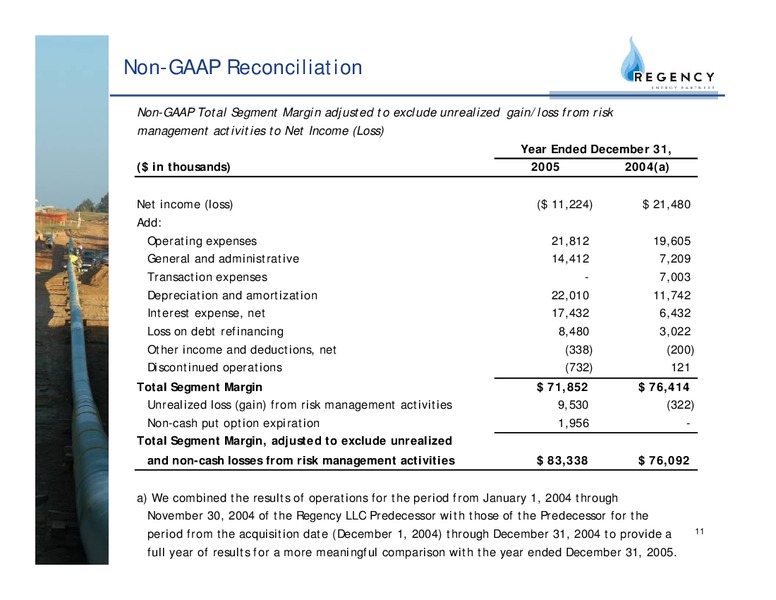 2005 YEAR END EARNINGS RELEASE – Regency Energy Partners Lp – slide 11