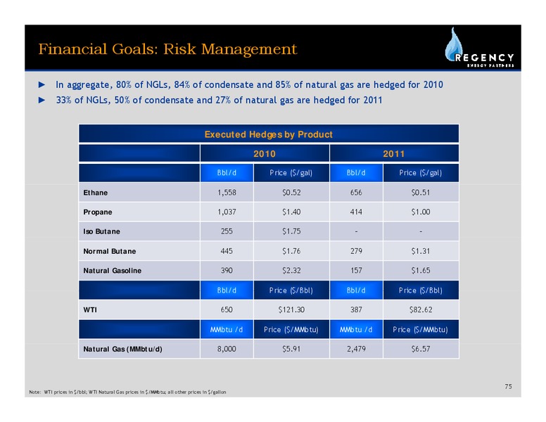 MARCH 2010 INVESTOR PRESENTATION – Regency Energy Partners Lp – slide 74