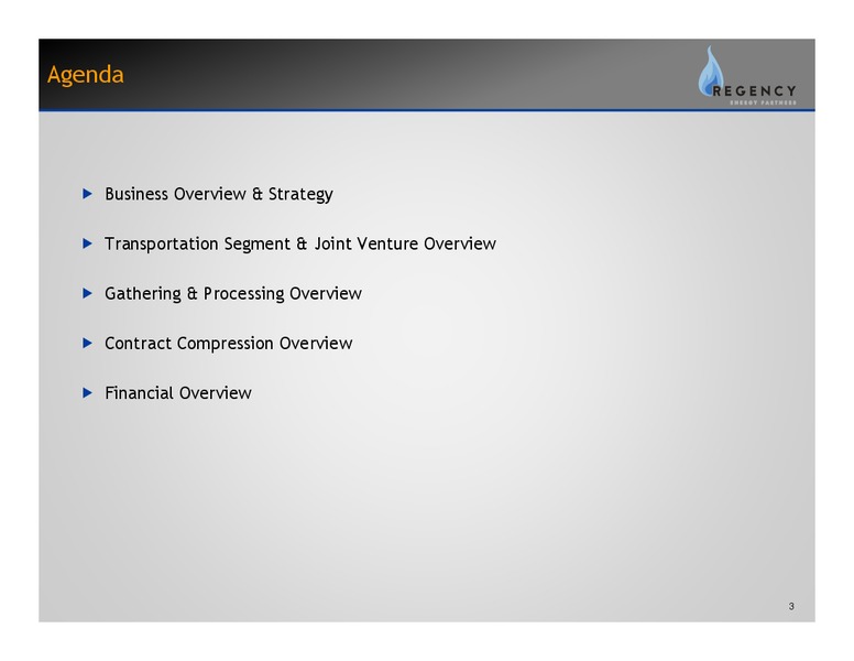 MARCH 2009 INVESTOR DAY PRESENTATION – Regency Energy Partners Lp – slide 2