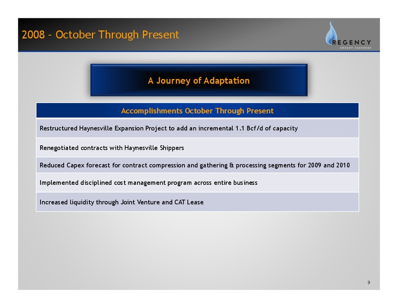 MARCH 2009 INVESTOR DAY PRESENTATION – Regency Energy Partners Lp – slide 8