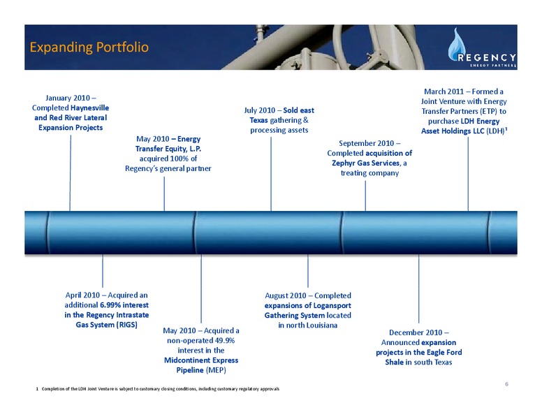 APRIL 2011 INVESTOR DAY PRESENTATION – Regency Energy Partners Lp – slide 6