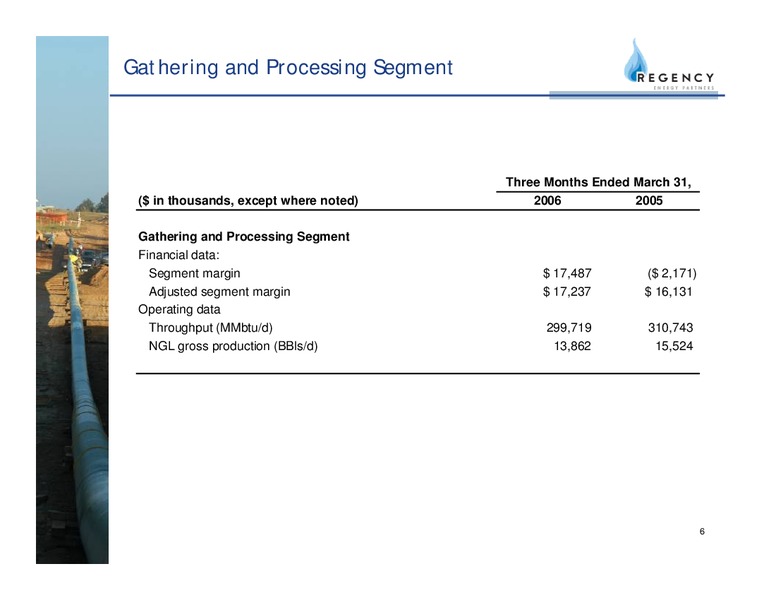 Q1 2006 EARNINGS CALL – Regency Energy Partners Lp – slide 6