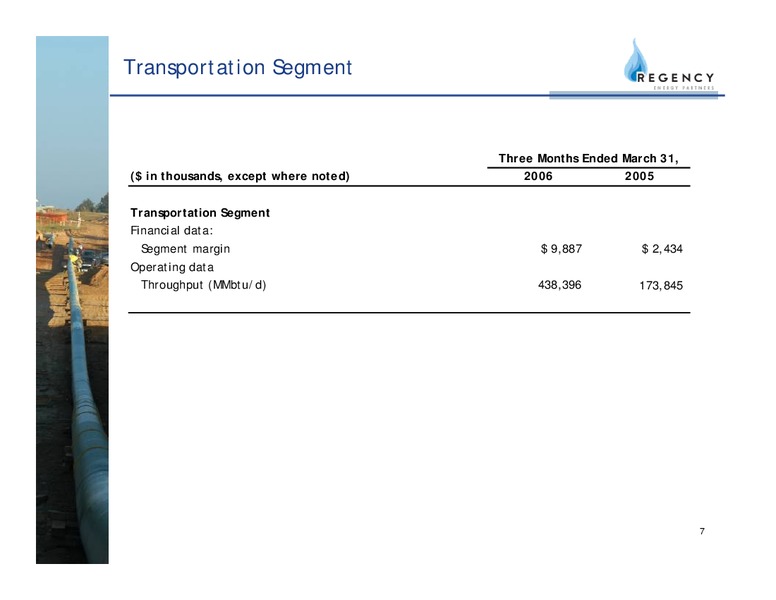 Q1 2006 EARNINGS CALL – Regency Energy Partners Lp – slide 7