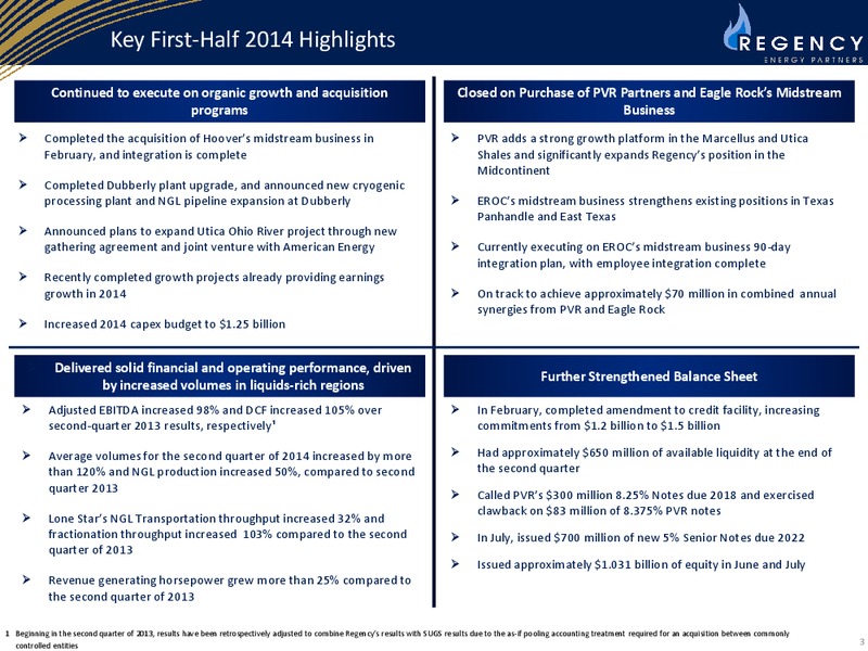 CITI MLP Midstream Infrastructure Conference August 20 2014 – Regency Energy Partners Lp – slide 3