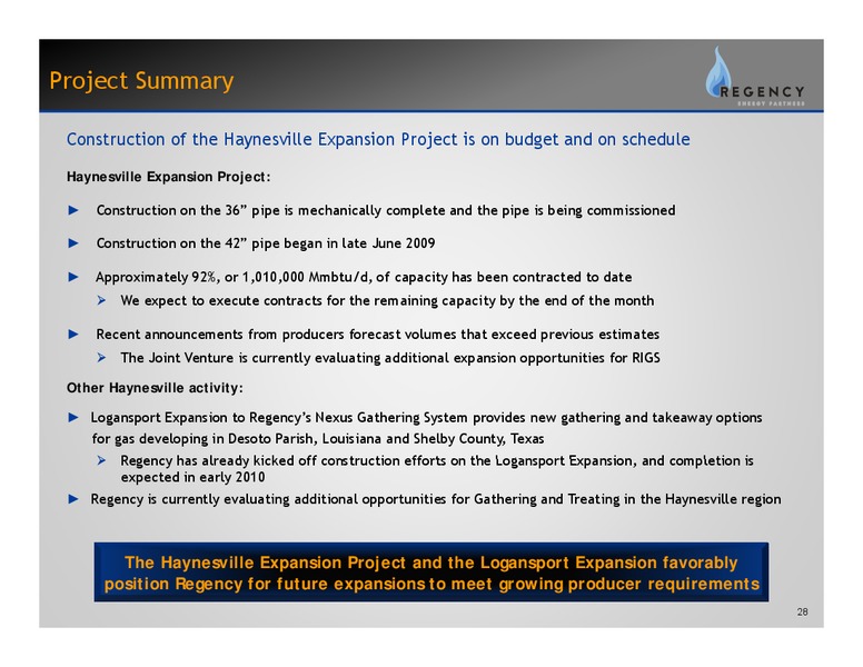 SEPTEMBER 2009 CORPORATE PRESENTATION – Regency Energy Partners Lp – slide 27