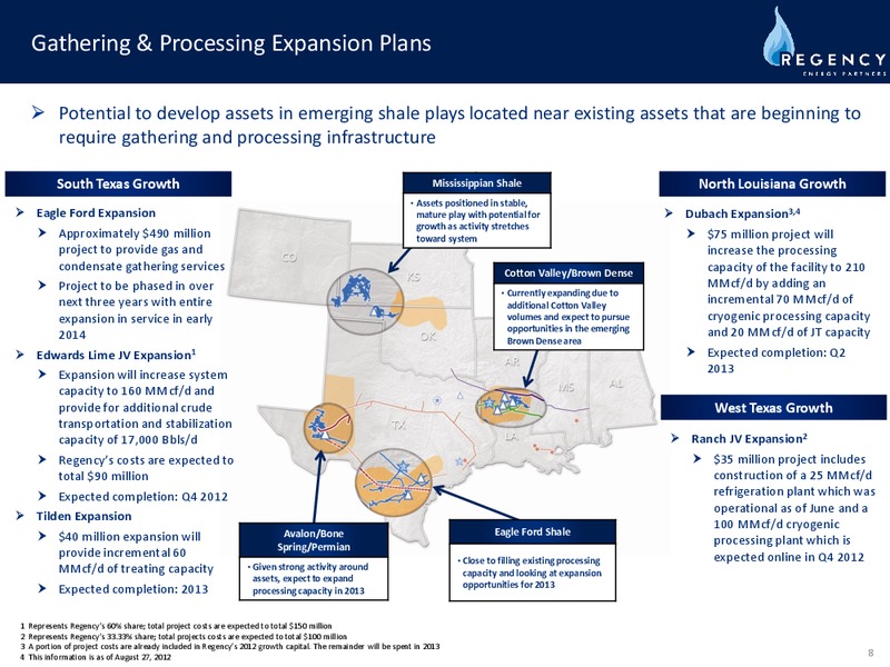 SEPTEMBER 2012 INVESTOR PRESENTATION – Regency Energy Partners Lp – slide 7