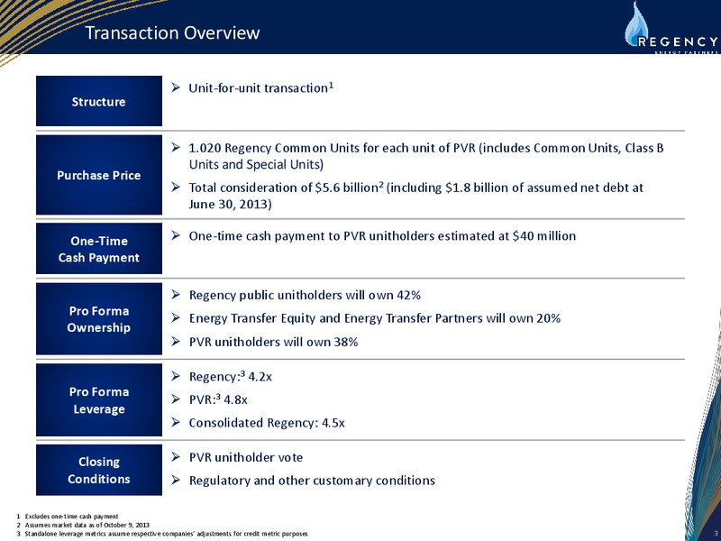 ACQUISITION OF PVR PARTNERS LP – Regency Energy Partners Lp – slide 2