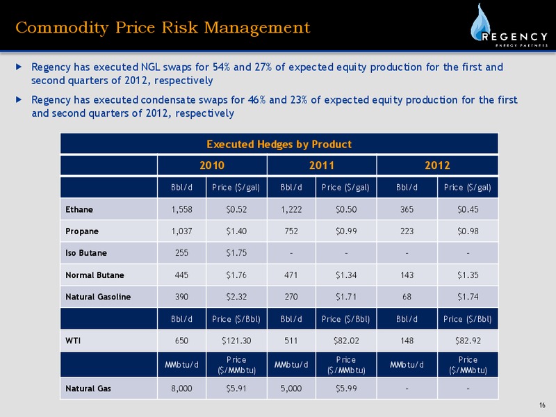 Q3 2010 EARNINGS CALL – Regency Energy Partners Lp – slide 16