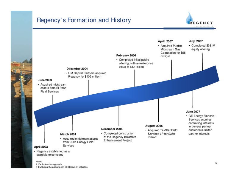 RBC CAPITAL 2007 MLP CONFERENCE – Regency Energy Partners Lp – slide 5