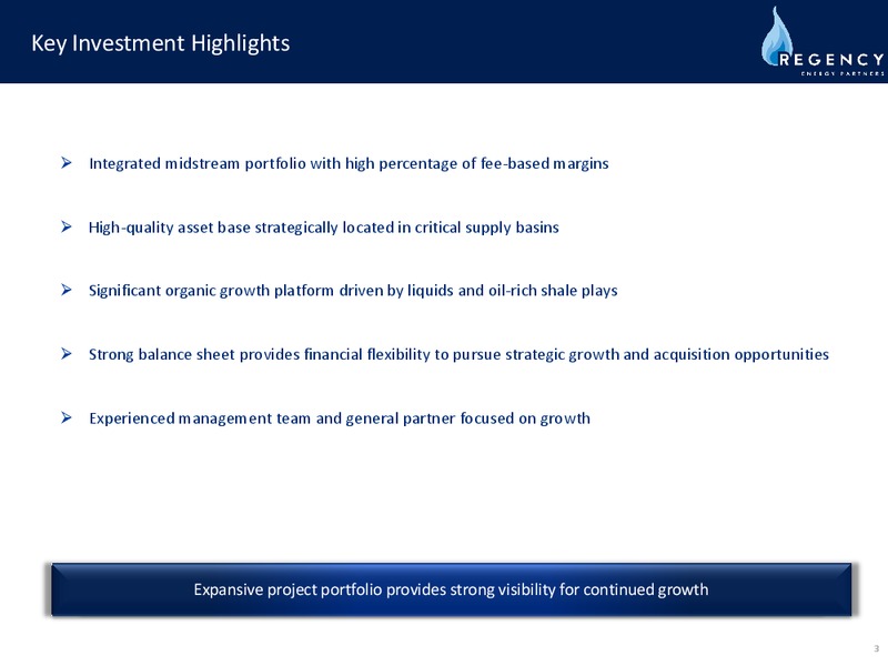 RBC CAPITAL MARKETS MLP CONFERENCE – Regency Energy Partners Lp – slide 2