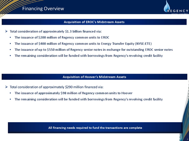 Acquisitions of Assets – Regency Energy Partners Lp – slide 3