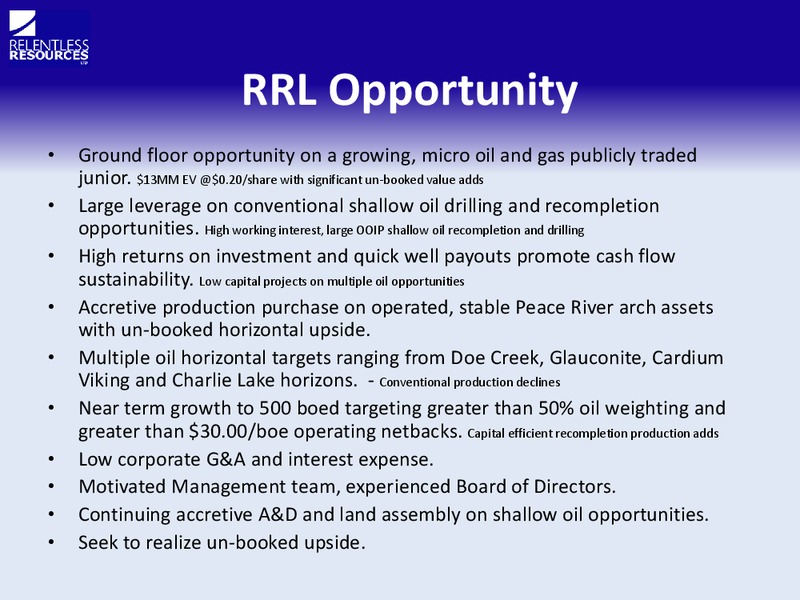 INVESTOR PRESENTATION – Relentless Resources – slide 3