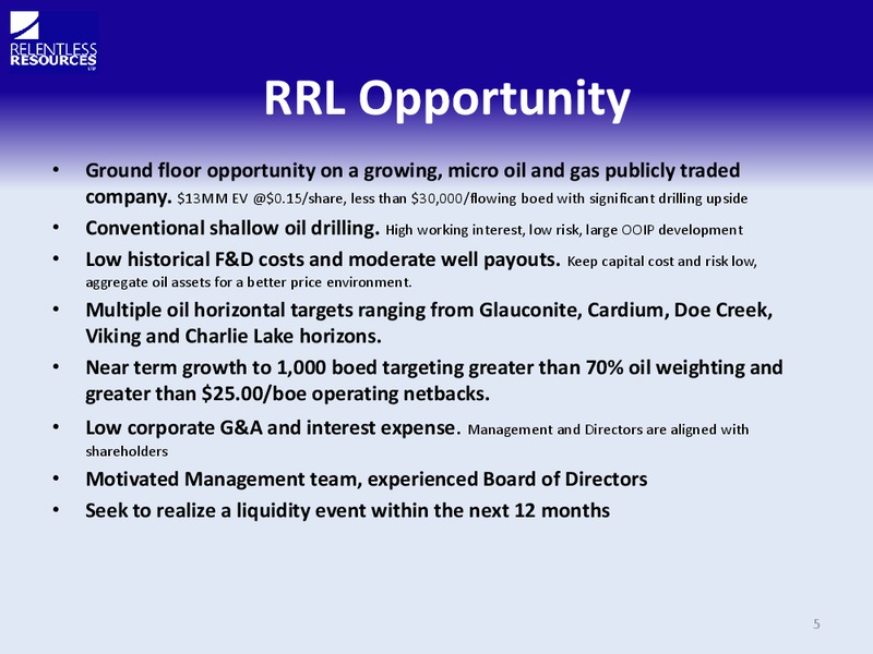 INVESTOR PRESENTATION – Relentless Resources – slide 4