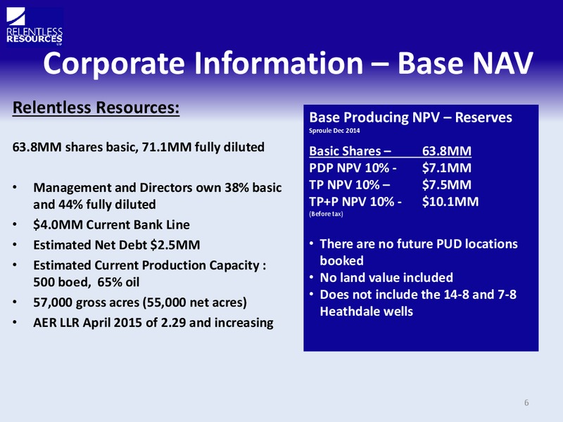 INVESTOR PRESENTATION – Relentless Resources – slide 5