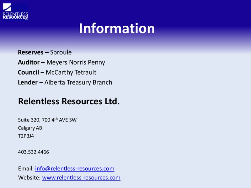 Investor Presentation – Relentless Resources – slide 14