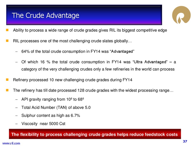 4Q Annual Results FY 2013 14 Financial Results – Reliance Industries Limited – slide 36