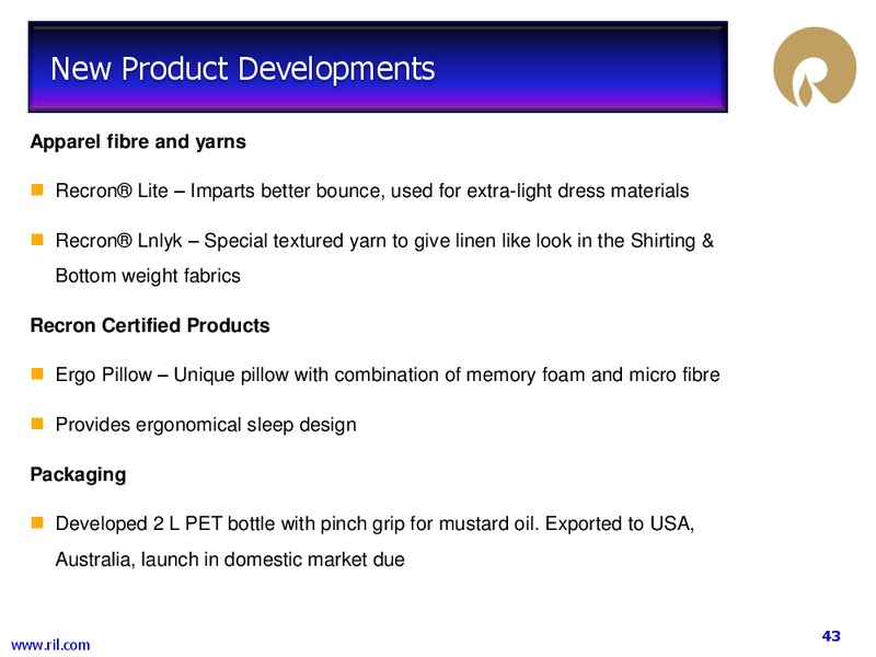 1 Q FY 2014 15 FINANCIAL RESULTS – Reliance Industries Limited – slide 42