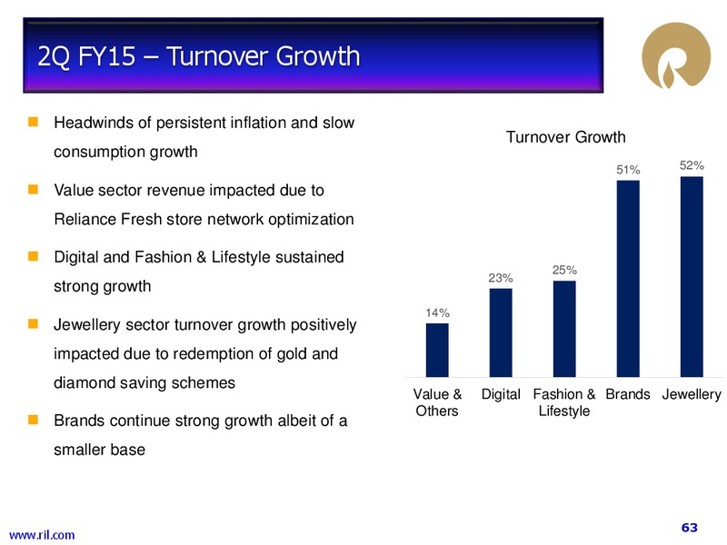2Q FY 2014 15 Financial Results – Reliance Industries Limited – slide 62