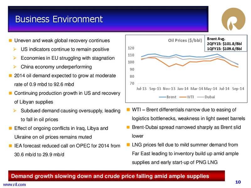 2Q FY 2014 15 FINANCIAL RESULTS – Reliance Industries Limited – slide 9