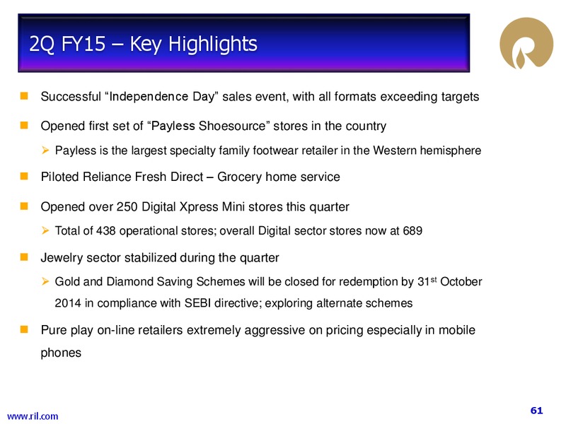 Financial Results – Reliance Industries Limited – slide 60
