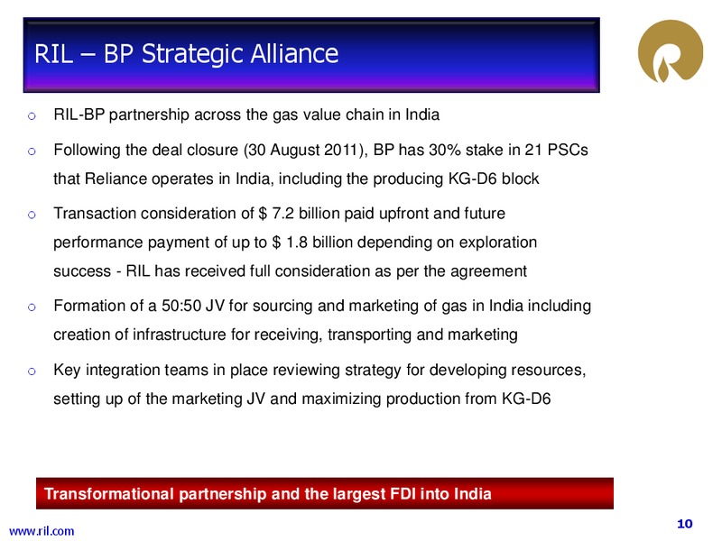 Key Corporate Highlights – Reliance Industries Limited – slide 10