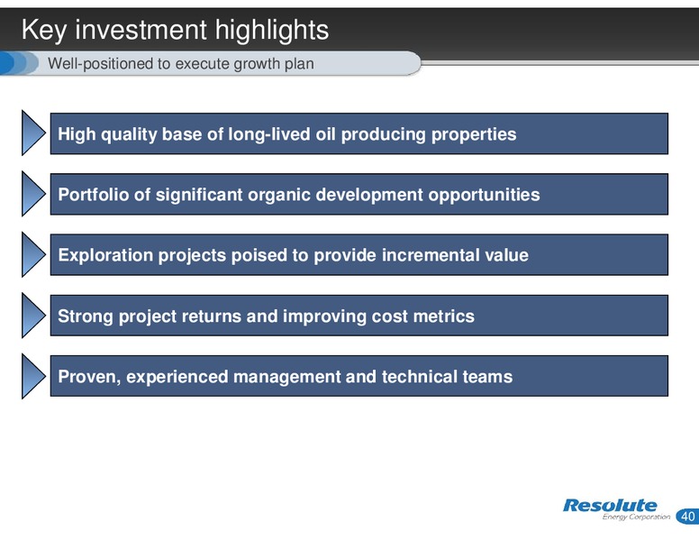 INVESTOR PRESENTATION – Resolute Energy Corp – slide 39