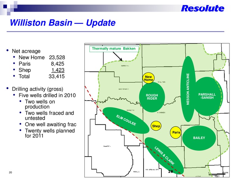 APRIL 2011 INVESTOR PRESENTATION – Resolute Energy Corp – slide 19