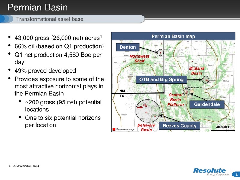 PIVOT TO THE PERMIAN – Resolute Energy Corp – slide 5