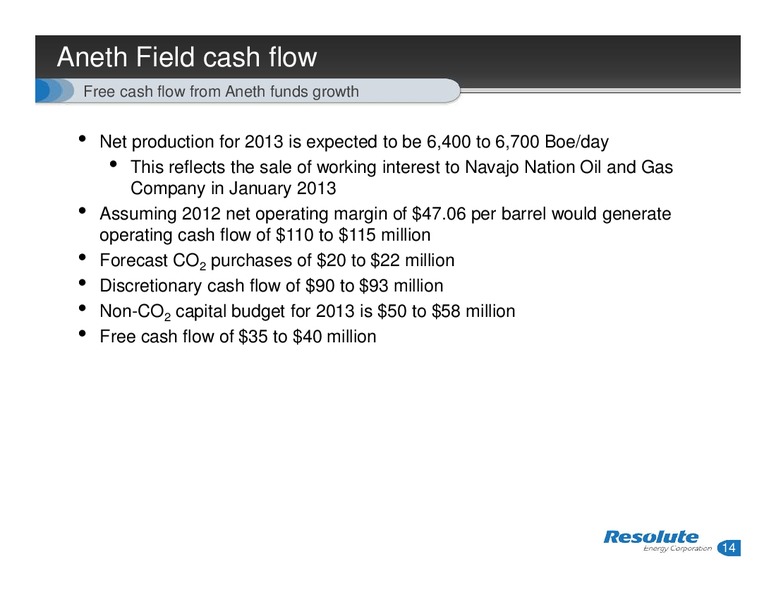 ANALYST DAY – Resolute Energy Corp – slide 13