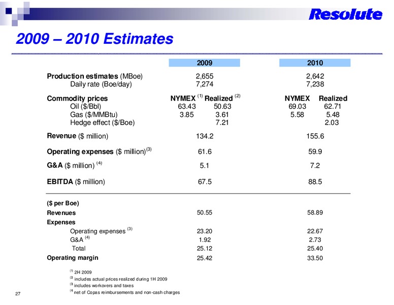 ROADSHOW PRESENTATION – Resolute Energy Corp – slide 26
